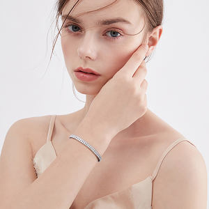 RINNTIN SB118 Damen Funkelndes 925er Sterlingsilber 2-reihiges Tennisarmband mit weißen Zirkonia, 4mm Breite, 6,5 - 7,5 Zoll - Product Image 5