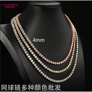Tennis Chain 4mm 925 Sterling Silver Moissanite Single Stone Everyday Wear Geometry Design Channel Setting - Product Image 5