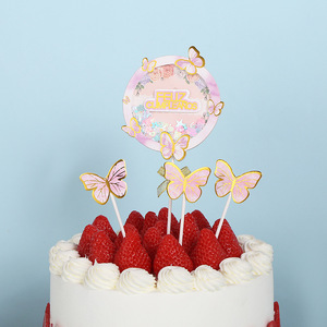 3/4pcs Ensemble de décorations de gâteau d'<span class=keywords><strong>anniversaire</strong></span> papillon Créatif Coloré Imprimé Espagnol Joyeux <span class=keywords><strong>Anniversaire</strong></span> Fournitures de décoration de gâteau Vente en gros - Product Image 2