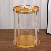 Boîte en plastique transparente de différentes tailles, boîtes dorées pour mariage, fête des mères, cadeau, présentation de fleurs, gâteau