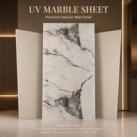 Panneau mural en PVC brillant MORLENX gris clair blanc en pierre naturelle marbrée UV pour la décoration intérieure moderne