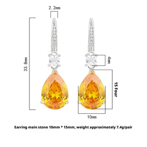 2026 New High Quality Jewelry Eco-friendly Copper Pear Cut 10*14mm Yellow Zircon Drop <b>Earrings</b> for Refined Daily Wear - Product Image 2