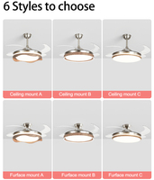 Lampe de plafond LED rétractable invisible de 42 pouces pour salon lampe de salon avec ventilateur de plafond pour salle à manger