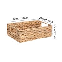 Panier de rangement rectangulaire en jacinthe d'eau tressée, 1 pièce, avec poignées, pour étagère, placard, salle de bain, garde-manger - Vente en gros