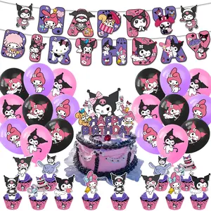 Karikatür Sanrio Birthday mi doğum günü partisi dekorasyon bayrak Bunting kek Topper balon arka plan dekorasyon kız çocuk K0082 için