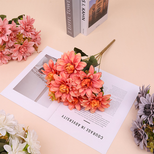 Fleurs Artificielles Petit Bouquet Sept Têtes Dahlia Modèle Soie Rétro Européen DLH-368 Mariage Vente en Gros Commerce Extérieur Table de Salle à Manger - Product Image 4