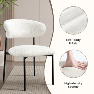 Silla de Comedor Moderna, Ecológica, Impermeable, Tapizada, con Patas de Metal, Asiento y Respaldo de Gamuza Blanca, para Hogar u Oficina - Product Image 2