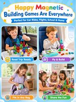 EPT 45 pièces Mini blocs magnétiques animaux avec étui de transport, jouet de construction STEM pour enfants, ensemble ferme