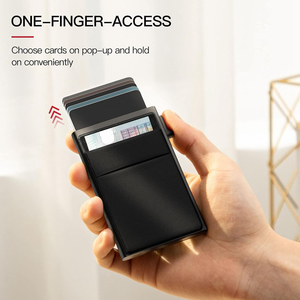Portefeuille fin pour homme - Porte-cartes pop-up avec blocage RFID, portefeuille minimaliste pour cartes de crédit professionnelles avec poche à monnaie, étui à cartes en métal - Product Image 3
