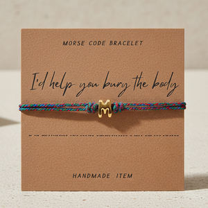 Bracelet en code morse plaqué or avec initiale M, cadeau amusant pour meilleur ami, bijoux en corde tressée pour femmes - Product Image 4