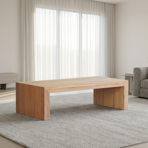 Mesa de Centro Minimalista de Madera Maciza con Acabado Natural, Muebles para Sala de Estar - Product Image 1