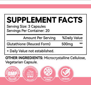 Private Label Premium L-Glutathion Kapseln - 500mg Antioxidans & Leberunterstützung Schönheitsprodukt mit Hautaufhellenden Vorteilen - Product Image 2