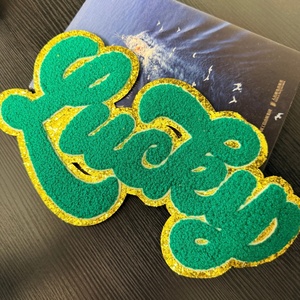 GRS Certified Recycled Thread Embroidery Patches Iron on Backing Washable and durable chenille embroidery patches for coats - Product Image 2