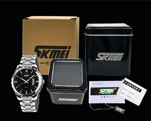 Atacado SKMEI 9069 Clássico Data Dourado Aço Personalizado Logotipo À Prova d'Água Relógio de Pulso Masculino Quartzo - Product Image 4