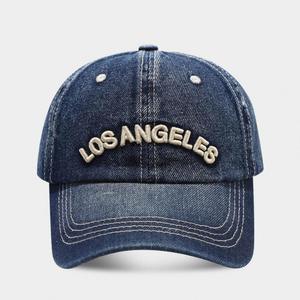 Gorra de Béisbol Retro Americana Azul Denim con Bordado de Los Ángeles, Estilo Deportivo y Urbano - Product Image 4