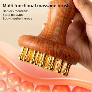 <span class=keywords><strong>Masseur</strong></span> en cuivre à manche en bois, brosse de massage des méridiens, tête de massage des méridiens, jambes fines, ventre, cuir chevel, outil de relaxation pour tout le corps - Product Image 3