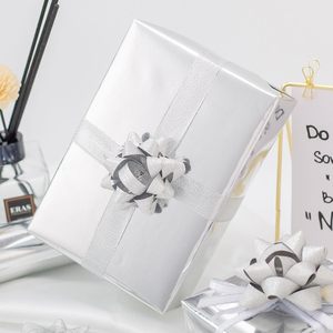 Merture Metallic Silver Wrapping <b>Paper</b> <b>Roll</b> 17 In X 16.4 Ft Solid Color With Cutting Lines For Gift <b>Wrap</b> Birthday Christmas - Product Image 2