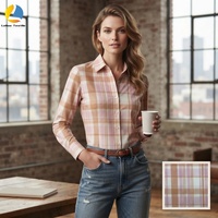 Tissu à carreaux en coton 100% teint en fil, couleur pastel, doux et tissé, pour chemisiers, robes et ensembles de literie pour femmes