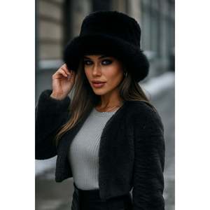 Bonnet en fourrure épaisse de couleur bordeaux, chaud et élégant, chapeau ethnique pour l'extérieur, protection contre le froid, SPK1143 - Product Image 5