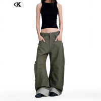 Pantalon de travail décontracté pour homme 11KN, en coton de haute qualité, style américain, vert armée, coupe droite, ourlet roulé, coupe ample