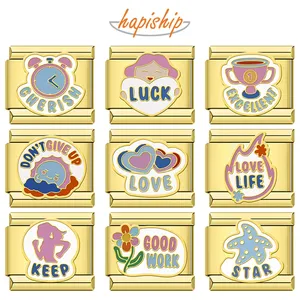 2025 hapiship ขายส่ง Star <span class=keywords><strong>Love</strong></span> Keep Sports lcuk สร้อยข้อมือสแตนเลสสตีลขนาด9มม. DJ1441เสน่ห์ดาวจากอิตาลี - Product Image 4