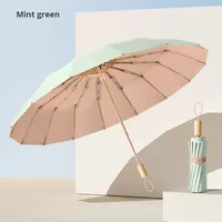 Vente en gros du fabricant Parapluies de voyage à triple manche en bois avec revêtement UV personnalisable