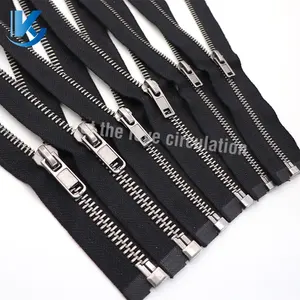 3#5#8# Fireproof Zipper Open End Flame Retardant Zipper For Firefighter Uniform Antique Silver Metal Zipper