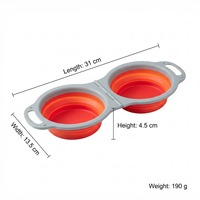 Bol pliable portable pour animaux de compagnie, double compartiment 2-en-1, pour nourriture et eau, pour chats et chiens, vente en gros pour fabricants