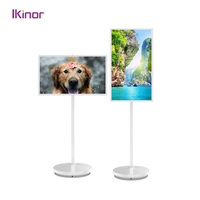 Pantalla Táctil Inteligente Android 13 LED Blanca HDTV de 27 Pulgadas, Señalización Digital Inteligente con Soporte de Pie