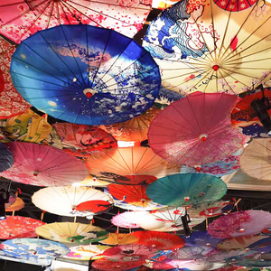 Parapluies de décoration de plafond chinois japonais Accessoires de danse artisanale Parasols Parapluie en papier huilé de soie fait à la main - Product Image 5