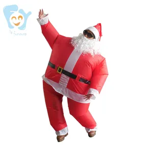 Unisex Grappige Volwassen Nieuwjaar Kerstdag Cosplay Mascotte Opblaasbare Mrs Kerstman Kostuum