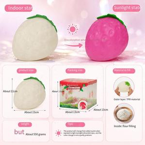 Jouet anti-stress souple et sensoriel en forme de fraise changeant de couleur aux UV pour garçons et adultes - Product Image 6
