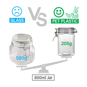 Bocaux carrés en PET de 800 ml avec couvercle à clip, scellés, pour huile de palme, spaghetti, ou bonbons gélifiés, avec couvercle en bambou et plastique - Product Image 2