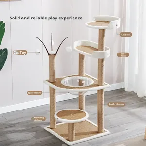 Pet One-Stop Solution Large <b>Cat</b> Tree High Quality Modern Natural <b>Plush</b> Scratching - Product Image 2