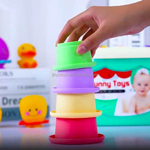 Jouets d'eau éducatifs en plastique pour salle de bain, puzzle d'association, jouets d'empilage pour bébés, ensemble de tasses empilables avec boîte de rangement - Product Image 3