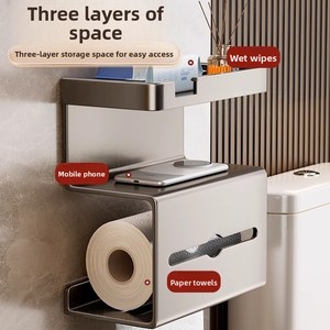 Wall-Mounted Punch-Free Toilet Paper <b>Box</b> <b>Roll</b> Paper Hanger Bathroom Towel Rack Household Sundries - Product Image 4