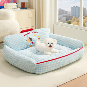 Umweltfreundliches, individuelles, weiches Haustierbett für alle Jahreszeiten, komfortables Sofa im Cartoon-Design, waschbar, rutschfest, modisch, niedlich, klein - Product Image 1