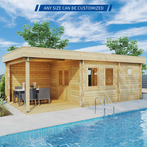 ساونا خشبية حديثة من خشب الصنوبر تتسع لـ 5-6 أشخاص، مصنوعة من خشب الهيملوك/الأرز الأحمر، مع وظيفة البخار الجاف - Product Image 1