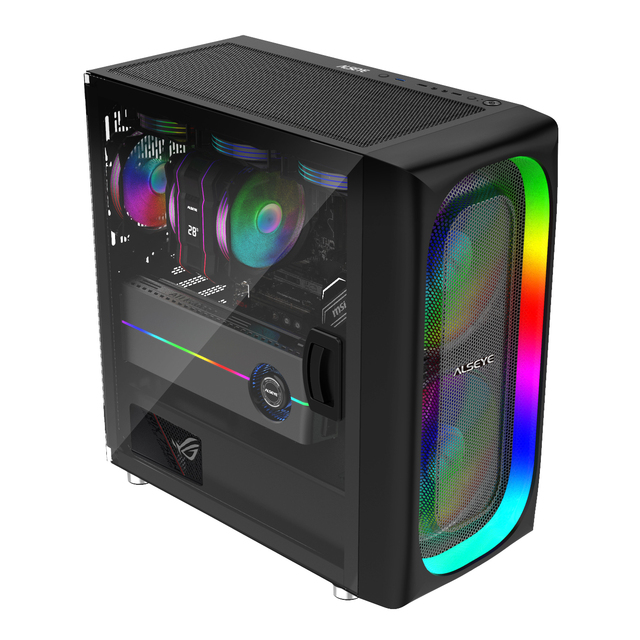 ALSEYE Gaming PC Case with Open Door Design and Support 360mm Water Cooler