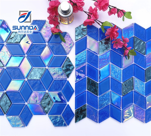 Хорошее качество, лидер продаж, цветная стеклянная мраморная мозаика для кухни, ванной комнаты, плитка 24x24, декоративная каменная Золотая мозаика - Product Image 6