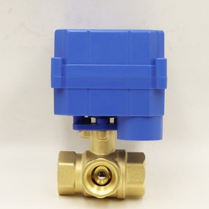 Vanne à bille électrique miniature à couple élevé DN15 en laiton, configuration en T horizontale, fonctionnement manuel ou électrique avec actionneur - Product Image 2