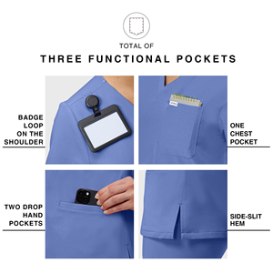 Kitmaz Scrub Tops for Women - Soft Stretchy V-Neck Nurse Shirt with 3 Pockets - Product Image 4