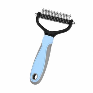 <b>Pet</b> Hair Grooming Tool Double-Sided Dematting Shedding Undercoat Rake <b>Brush</b> Comb for Dogs and Cats - Product Image 1