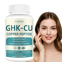 Capsules de cuivre peptidique GHK-CU pour adultes, 90 unités, 2 capsules par jour, complément alimentaire pour la santé cellulaire, le collagène de la peau et des cheveux, anti-âge