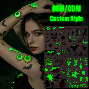 Autocollants de <span class=keywords><strong>tatouage</strong></span> de sang Halloween phosphorescents, imperméables, 3D, pour le corps et le visage, effet cicatrice, plaie, sanglant et effrayant - Product Image 1