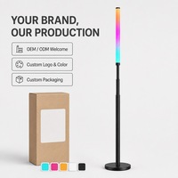 Lampe de sol d'angle télescopique Bluetooth RGBIC avec télécommande par application, lumière d'ambiance pour salon et bureau de jeu
