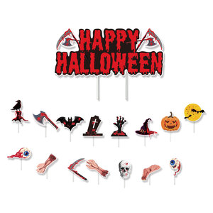 Halloween Rave <b>Balloon</b> <b>Decoration</b> Supplies Scary Blood Broken Hand Pull Flag Cake Card Set - Product Image 3