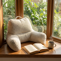 Coussin de lecture en peluche douce avec accoudoirs, soutien ergonomique du dos pour lit, canapé et jeux vidéo