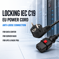 Cordon d'alimentation 100 % cuivre IEC P-Lock C19 vers EU, cordon d'alimentation verrouillable pour PDU, rack de serveur et centre de données, fabricant OEM