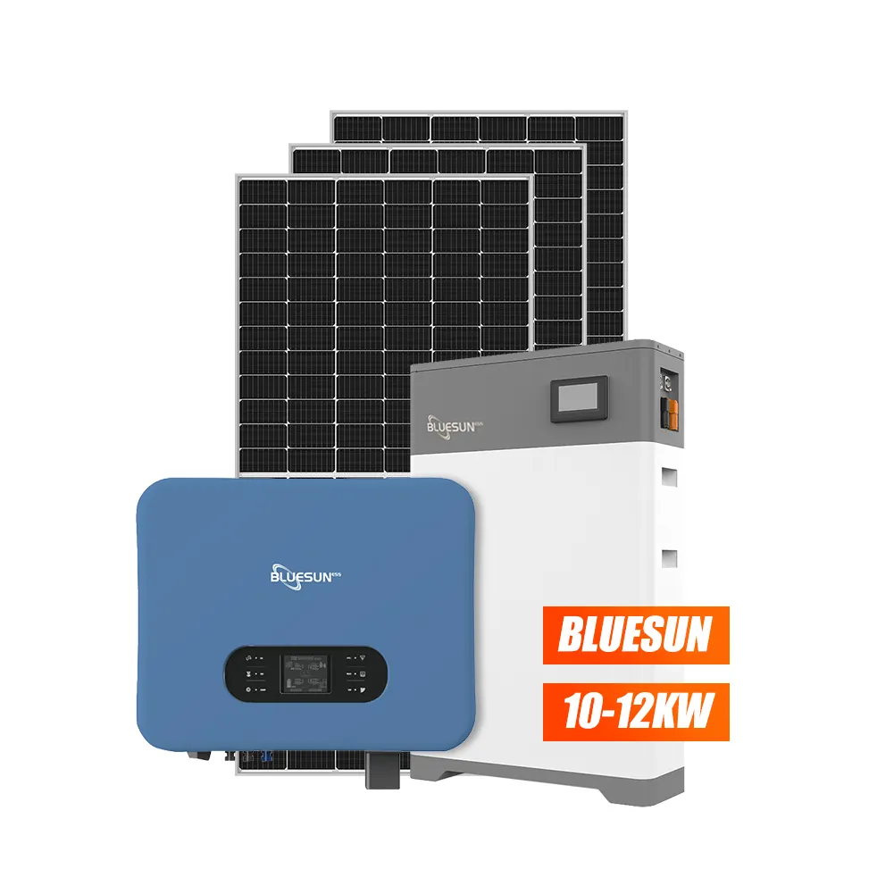 สมบูรณ์ 8KW 10Kw 12KW 15Kw ระบบแผงโซลาร์เซลล์ 8000 W ระบบพลังงานแสงอาทิตย์แบบไฮบริด 8000 วัตต์ระบบจัดเก็บพลังงานแสงอาทิตย์สําหรับบ้าน